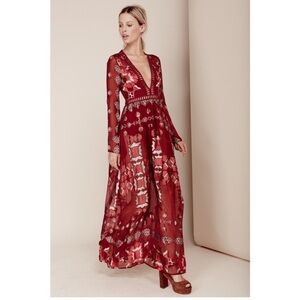 For Love And Lemons Red Maxi Dress